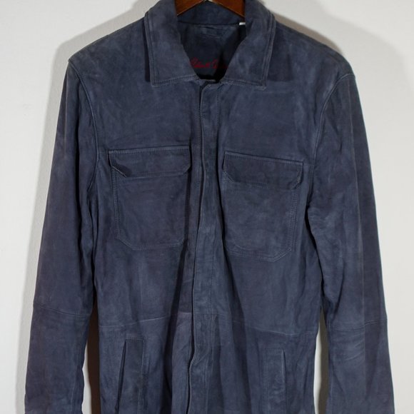 Suede Blue/Grey Shirt Jacket - Picture 3 of 10
